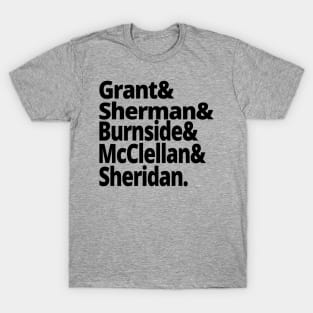 US Civil War History - Union Army Generals - Grant, Sherman, Burnside, McClellan, Sheridan - US Civil War History American History T-Shirt